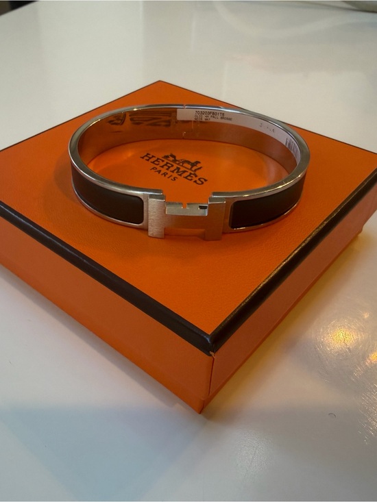 Hermes Other - Hermes Men's Clic H Bracelet in Black and Silver-Tone